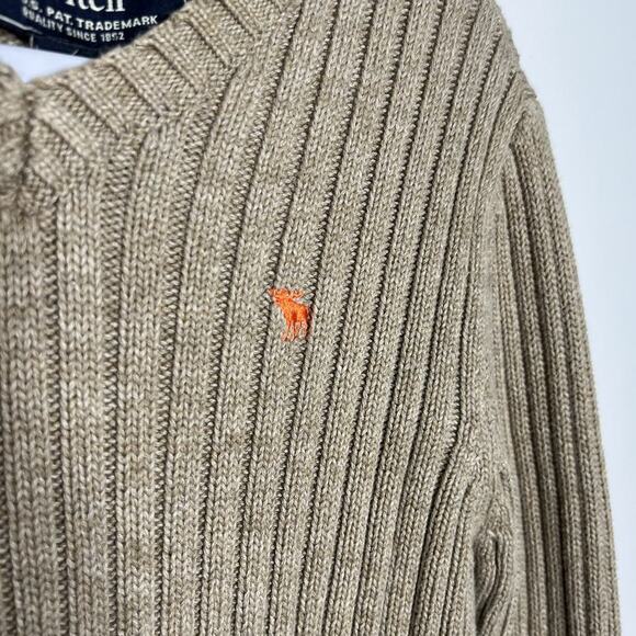 Abercrombie And Fitch Sweater Mens XL Tan Ribbed Knit Muscle Pullover Preppy Y2K - Picture 9 of 12